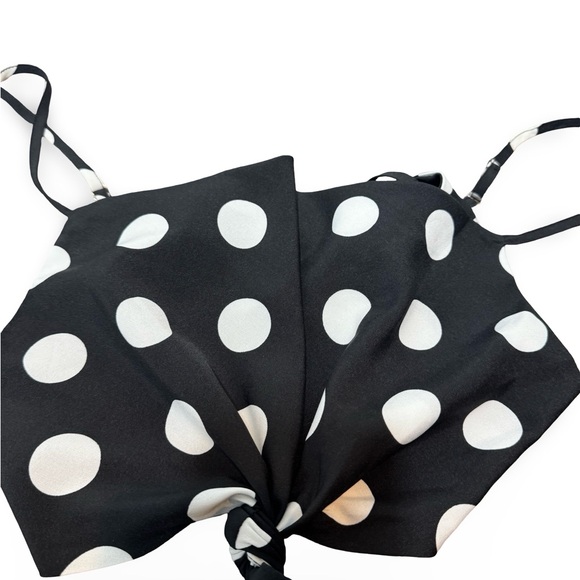 Vici Black Dress with White Polka Dots and Front Cutout - Picture 2 of 15